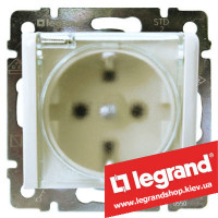 Розетка с заземлением Legrand Valena с прозрачной крышкой, 16А IP44 774220 (белая)