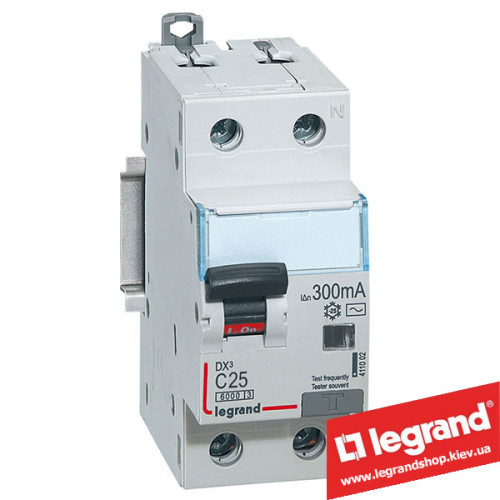 Дифференциальный автомат Legrand DX3 1п+N C25A 300mA (Тип AC) 411026