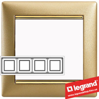 Рамка четырехпостовая Legrand Valena 770304 (матовое золото)